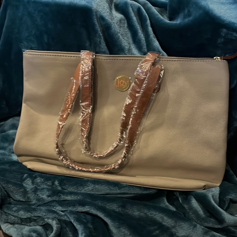 Joy Mangano 3 pc Leather tote Crossbody travel bag